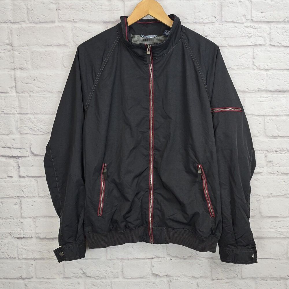 Tommy Bahama Men's Large Catamaran Cruiser Jacket Black Full Zip with Marlin